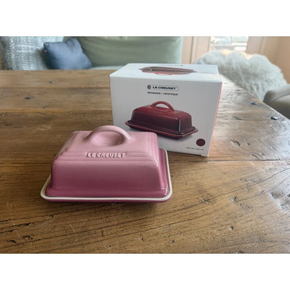 Le Creuset Stoneware European Butter Dish UK Rose Quartz Pink NEW NIB
